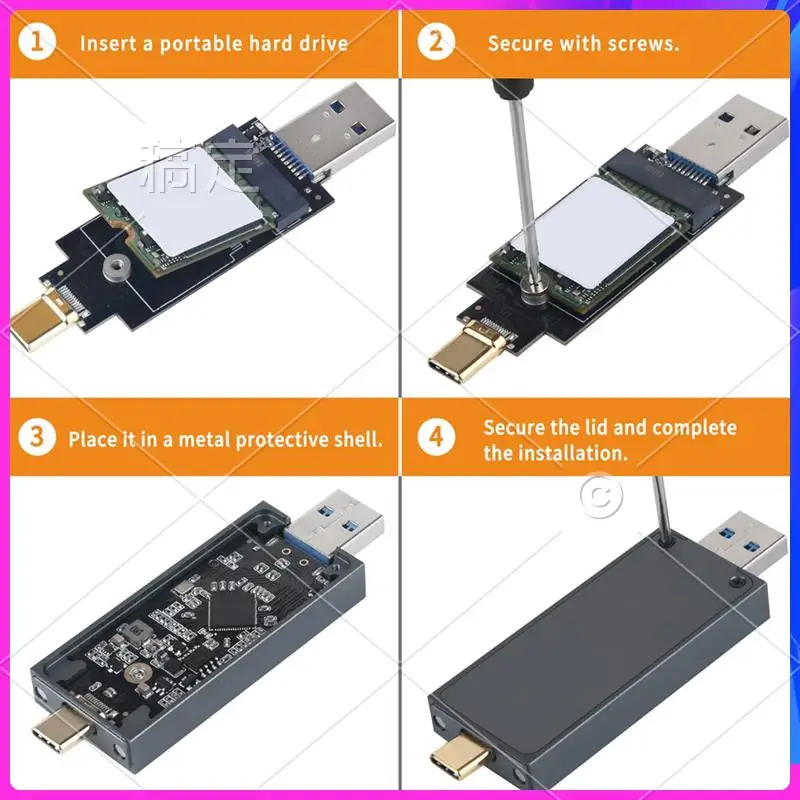 

ABT-2230 SSD Case M.2 Nvme Enclosure USB-A Plug USB 3.210Gbps In-Line 2230 SSD Case With Magnet