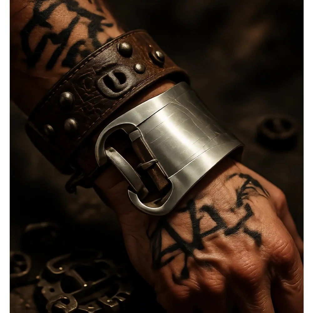 

Серебряный широкий браслет-манжета с выемками для женщин, из нержавеющей стали, блестящий, в стиле панк