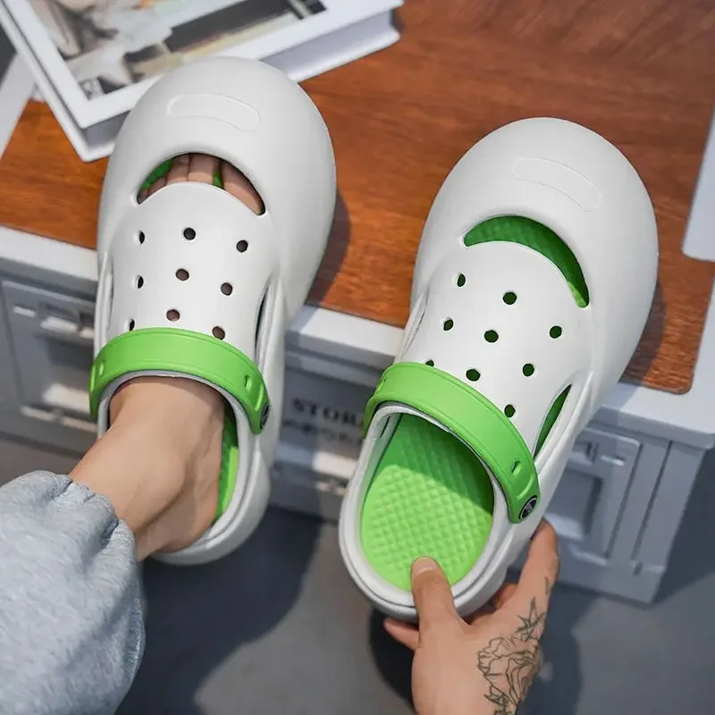 Walk Around Home Slides House Indoor Platform Hole Men's Shoe Height 2025 Fashion Low Price Elegant Designer Luxury Male Slipper