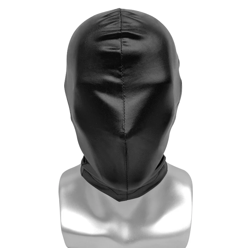 Unisex Men Women Mask Hood Adult Glossy Breathing Hole Headgear Mask Full Face Hood for Sexy Couple Game Nightclub Cosplay