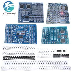 Placa de práctica de soldadura SMD NE555 CD4017, componentes LED intermitentes giratorios SMT LQFP44, circuito electrónico, Suite de entrenamiento, Kit de bricolaje