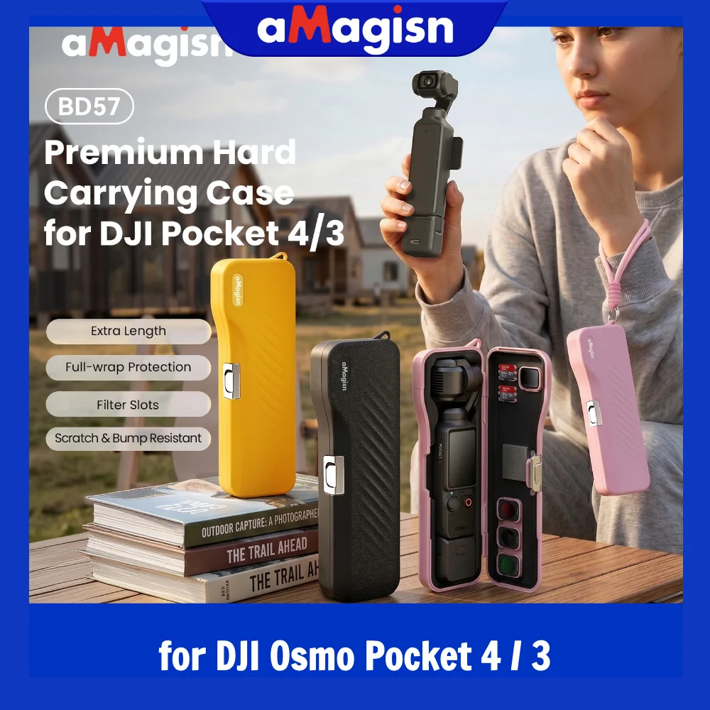 Étui de transport grande capacité aMagisn pour DJI Osmo Pocket 4 / 3, contient l'appareil photo et la poignée d'origine, les filtres et les cartes TF, pour Pocket 3 4