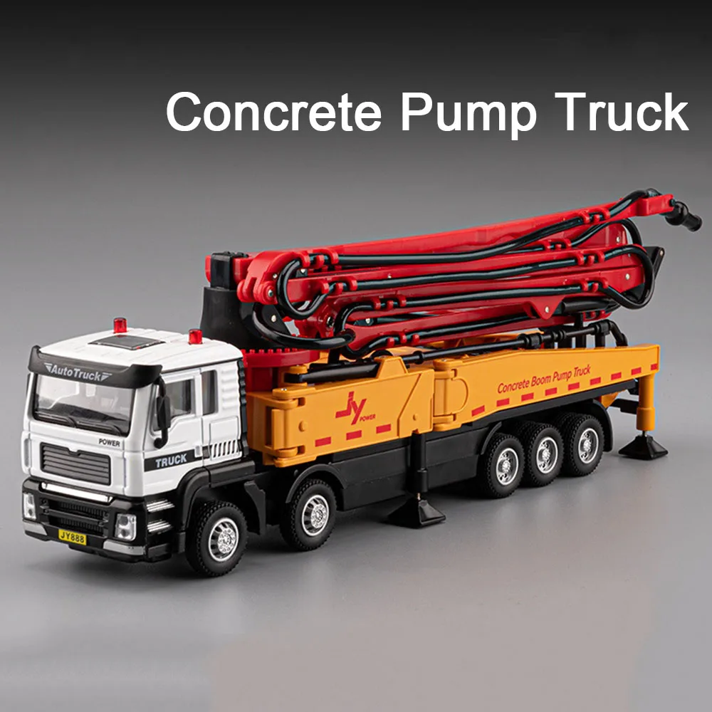 

1:32 бетононасос, модели грузовиков, автомобили, игрушки, сплав, литье под давлением спрей, вода, инженерные миниатюрные транспортные средства для мальчиков, развивающие игрушки