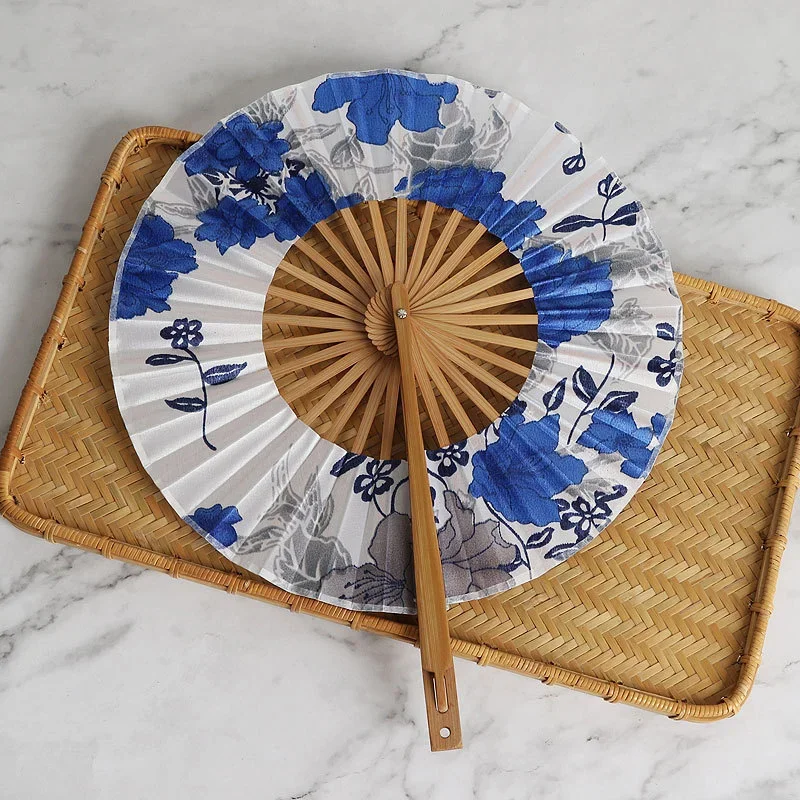 New Creative Bamboo Reunion Chinese Ancient Fan Windmill Fan Folding Long Handle Fan Anime Dance Performance Folding Fan Crafts