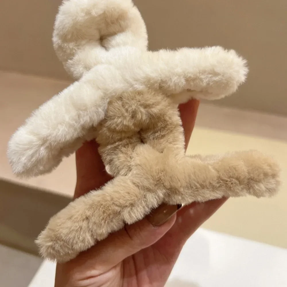 New 12cm Elegant Plush Hair Clip Claw Korean Fashion Extra Large Imitation Rabbit Plush Grab Cawl Clips Girl Hair Accessories