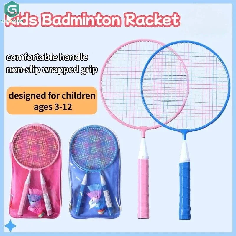 2-stroke 3-ball Kids Badminton Racket 2pcs With 3balls Starter Badminton Set Children Outdoor Sports Toy Indoor Game