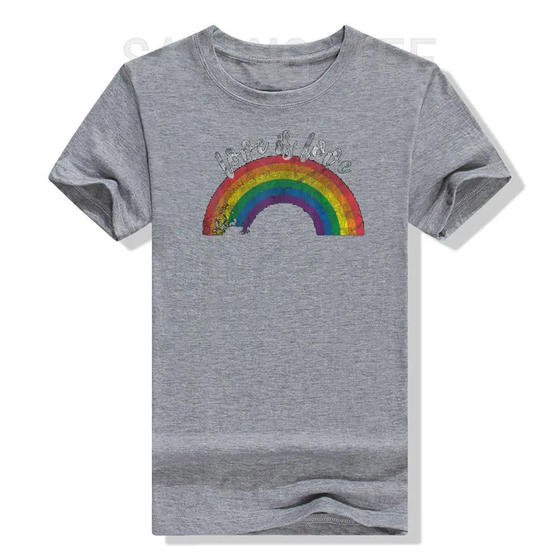 T-shirt à imprimé coloré arc-en-ciel vintage, blouses à manches courtes, t-shirt amusant, t-shirt graphique fier, Gay Pride, LGBT Love Is Love, LgCustom q