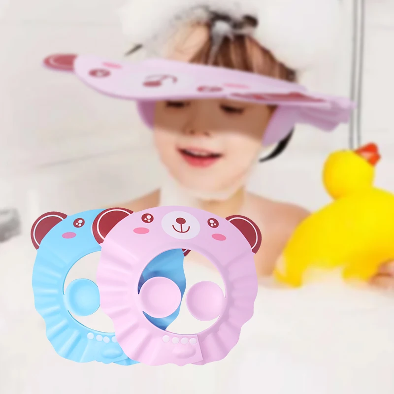 

2 Pcs Baby Shower Cap Safety Eye Protection Ear Protection Lightweight Cute Cartoon Baby Bath Protective Cap Shampoo Bath Care