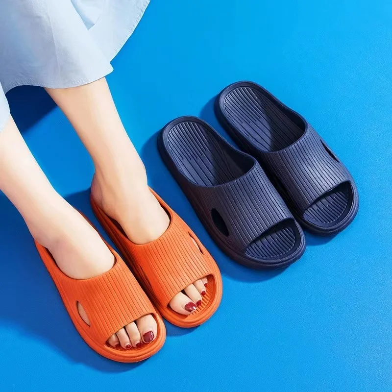 ฤดูร้อนรองเท้าแตะUnisexผู้หญิงสีทึบEvaในร่มหนาผู้ชายAnti Slip Soft Home Flip Flops Comfortรองเท้าแตะชายหาด