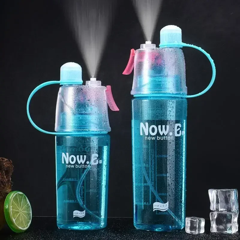 New 400/600Ml 3 Color Solid Plastic Spray Cool Summer Sport Water Bottle Portable Climbing Outdoor Bike Shaker Bottles