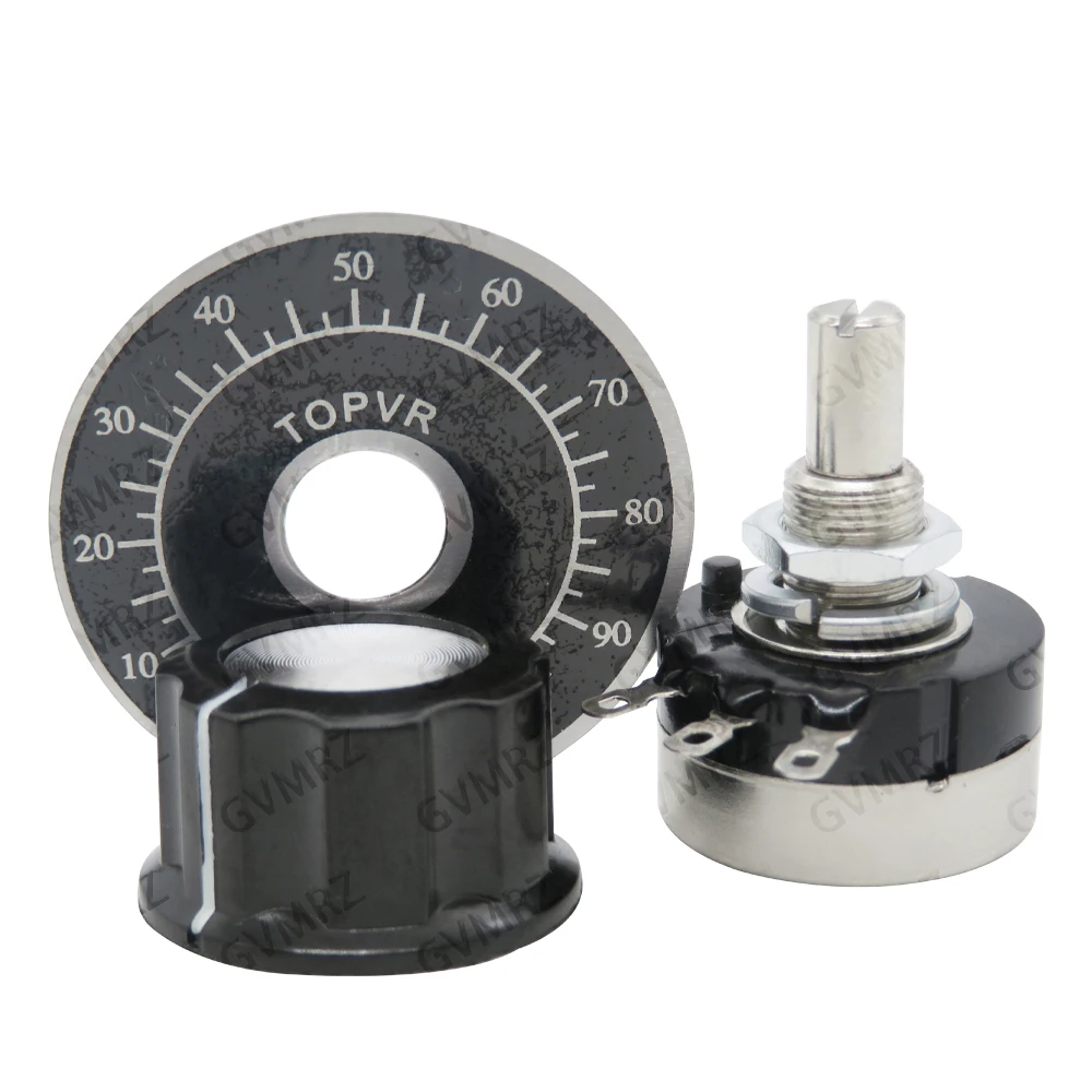 RV24YN20S Single-Turn Carbon Film Potentiometer with Mounting Nuts & Washers (Optional Kit with MF-A03 Knob + Dial Scale)