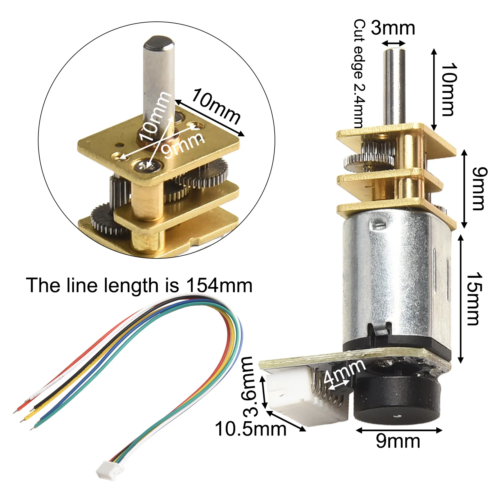For GA12 For N20 Encoder DC 6V Metal Gear DC Motor Gearwheel High Torque 150RPM 300RPM 500RPM 750RPM 1500RPM 3000RPM Hall Sensor