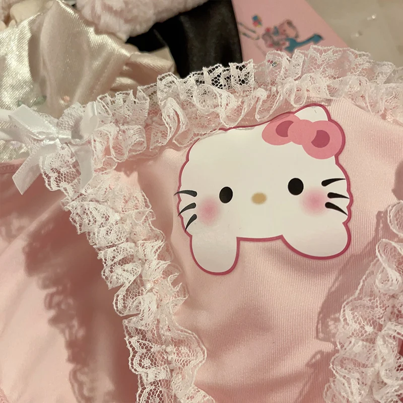 Sanrio Hello Kitty Girls Lace Bow Sexy Panties Breathable kawaii Cartoon Briefs Female Sexy Lingerie Briefs Panties Underpants