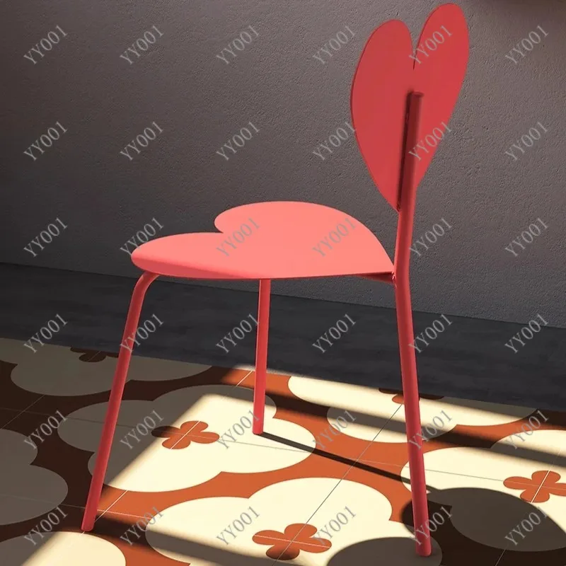 Heart Shaped Red Chair Metal Stool Modern Art Display Photography Prop Home Cafe Furniture view 4