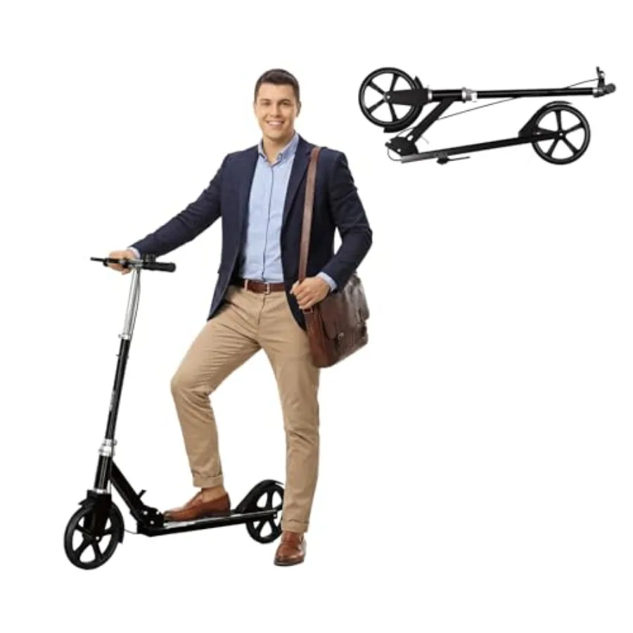 

Scooters for 8-12 Teens Adults - Foldable Commuter Scooter with Bell Hand Brake Adjustable Height 220 LB Weight Capacity Perfec