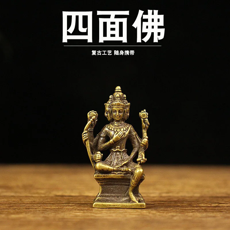

Antique Brass Thai Erawan Buddha Figurine Large Brahma Home Decor Craft Erawan Buddha Statue Pocket Buddha Hand Ornament