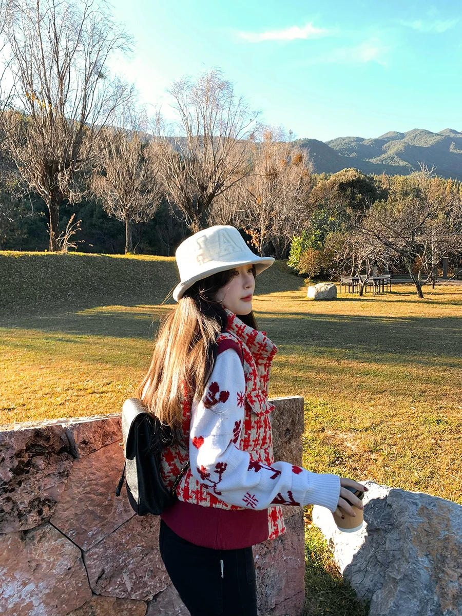 

Cisas Aosphere Thi Weave Tweed down Sweater High Collar Wool Yarn Commute Sle Korean Version Flower Pattern Geometric