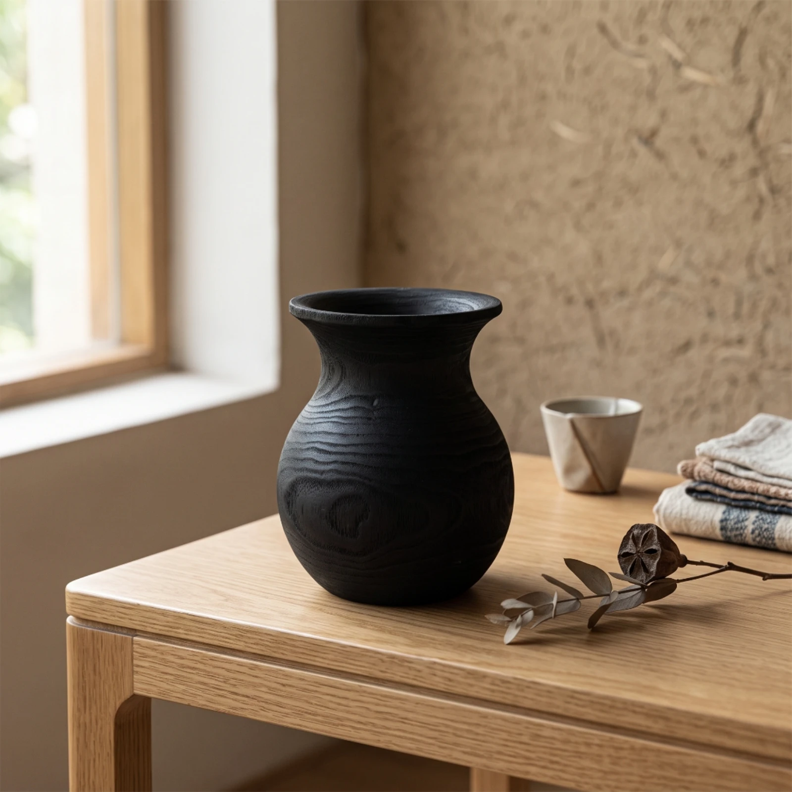 Wooden Flower Vase Rustic Wooden Centerpiece Vase Vessel Natural Organic for Home Decorators, Dining Table, Shelf