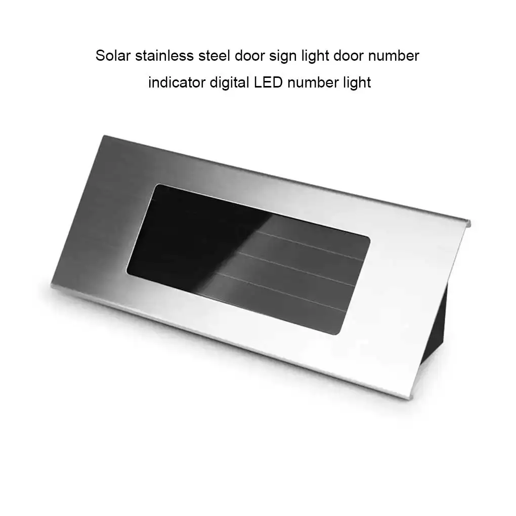 Stainless Steel Solar Powered House Number Light Anti-corrosive 20lm 6500k 120 Degree Detachable Doorplate Lamp with Screws