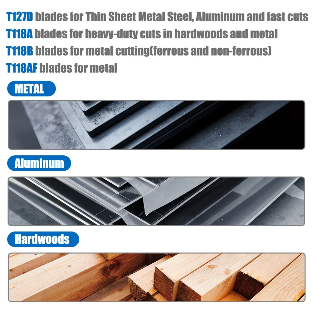 XUCHUAN Reciprocating Saw Blade T-shank HSS Assorted Jig Saw Blade for Wood Cutting Tool T118A T118AF T118B T127D