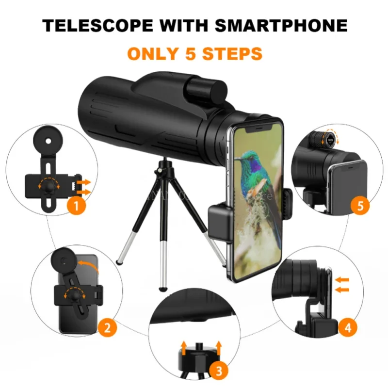 5000M Professional Monocular 12x50 High Magnification Low Night Night Vision Mini Portable Telescope For Camping Outdoor