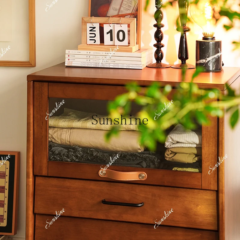 

Full Solid Wood Drawer Bedroom Locker Nordic Log Furniture FT