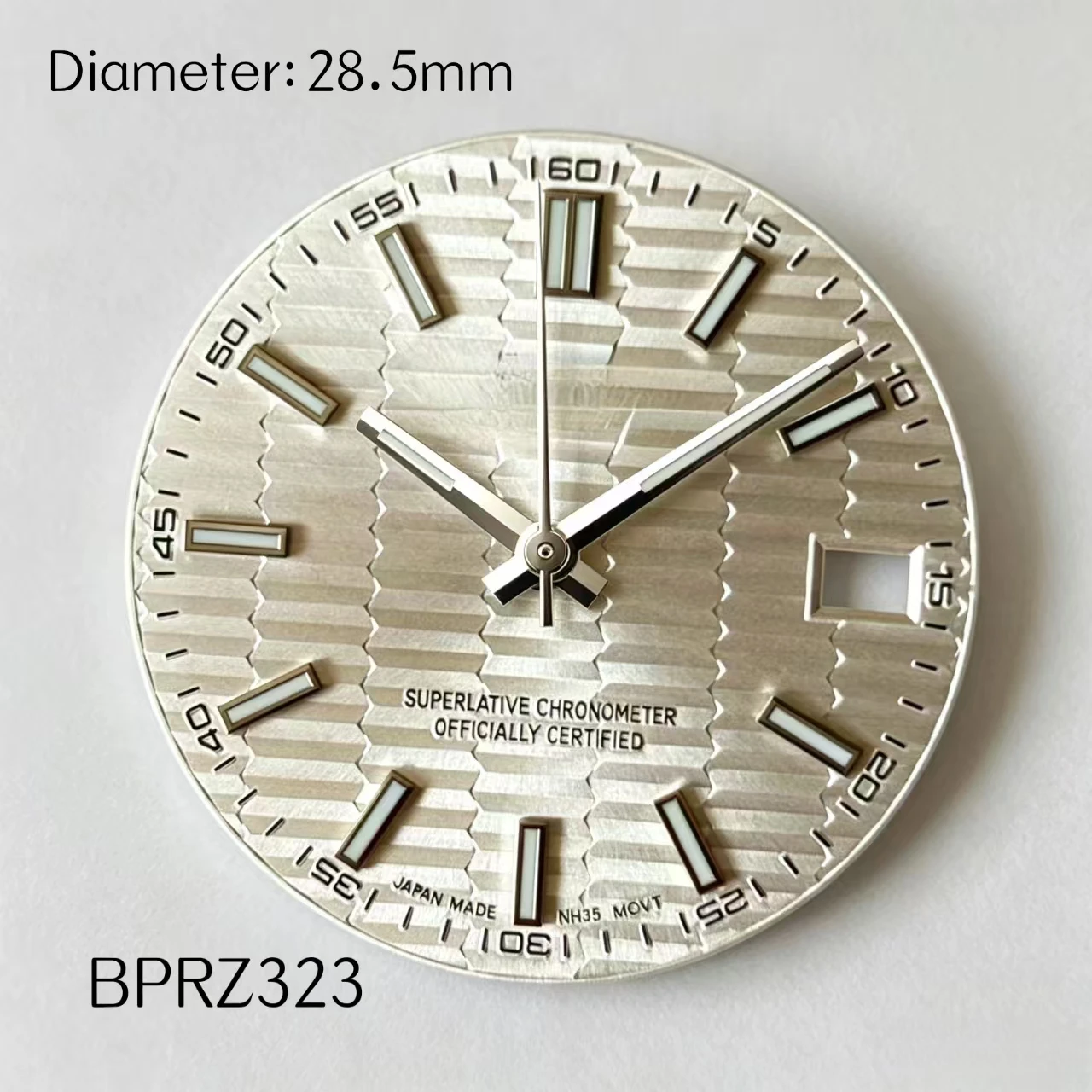28.5mm  NH35 S logo BGW9 blue luminous dial with horizontal stripes modified mechanical For NH35  Movement Watch Accessories