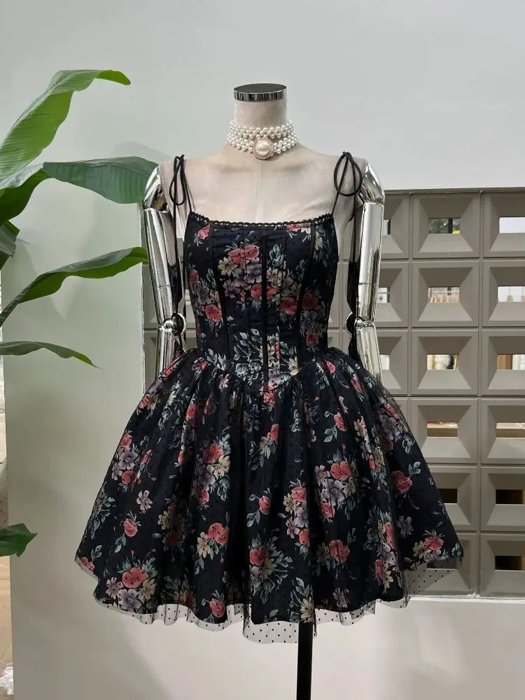 

2025 New Design Printed Camisole Mini Dress Elegant Club Party Evening Birthday Celebrity Luxury Festival Dresses Vestido