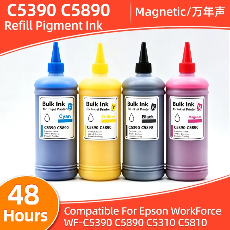 500ML WF-C5390 Refill Pigment Ink Compatible For Epson WorkForce pro WF-C5890 Printer T11D1 T11C1 T11G1 T10S1 T10W1 T11A1 T11B1