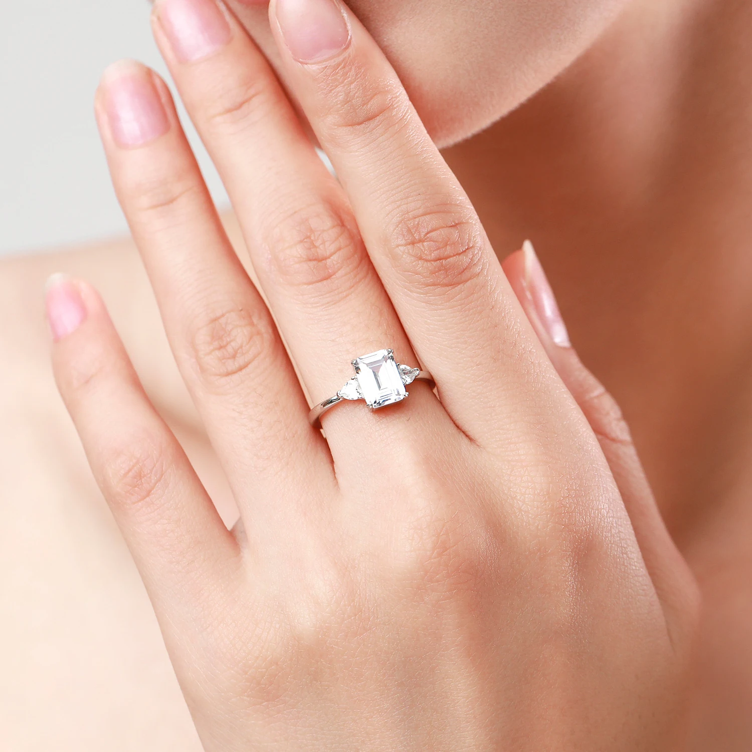 Modian 100% 925 Sterling Silver Luxury Rectangle Emerald Cut 2CT Clear AAAAA CZ Finger Rings For Women Statement Wedding Jewelry