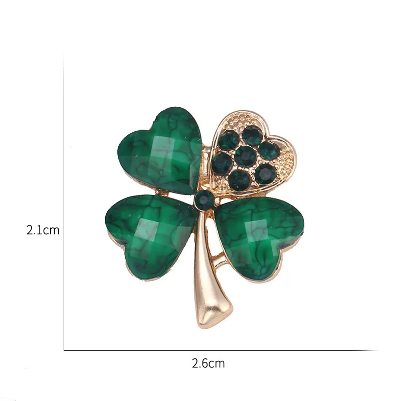 Korean Version Creative New Four-leaf Clover Brooch Gold-plated Lapel Pin Ladies Dress Jacket Decoration Jewelry Accessories