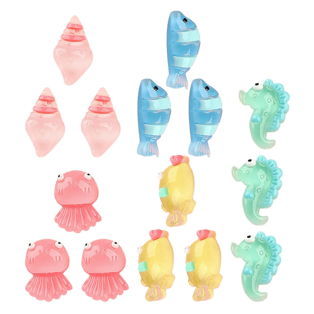 

20 Pcs Marine Life Ornaments Fish Tank Decorations Mini Animal Figurine Aquarium Resin Luminous