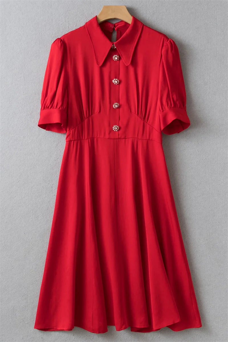 

New Autumn Collections Red Short Sleeves Midi Dress UK 6-UK 16