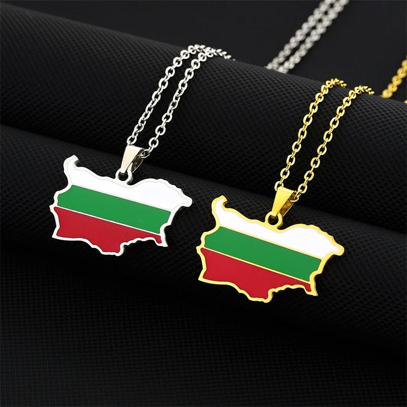 Republic of Bulgaria Map National Flag Pendant Necklace For Women Men Fashion Map Ethnic Bulgarian Choker Necklaces Jewelry