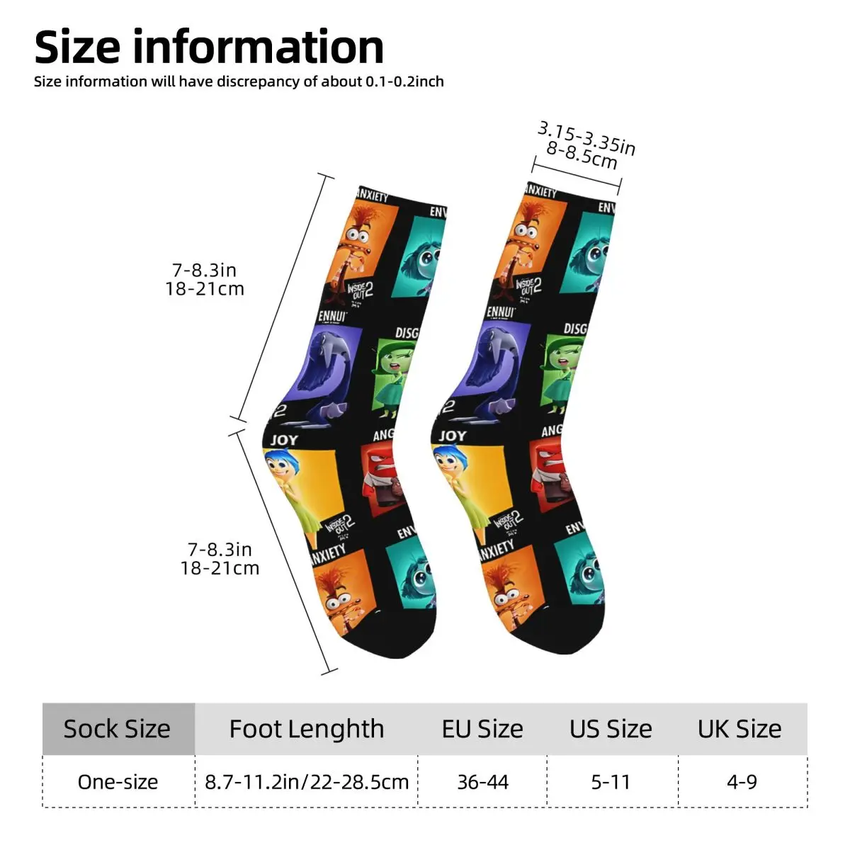 Funny Happy Men\'s compression Socks Inside Out Emotions Vintage Harajuku Inside out 2 Street Style Novelty Casual Crew Crazy