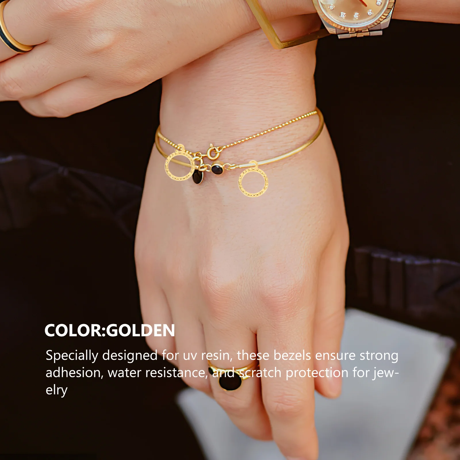 100 قطعة إطارات الراتنج الصغيرة لصنع المجوهرات المعلقات الحافة المجوفة Diy بها بنفسك لوازم الحرفية Uv الراتنج متوافق سبائك الزنك إطار صغير #5