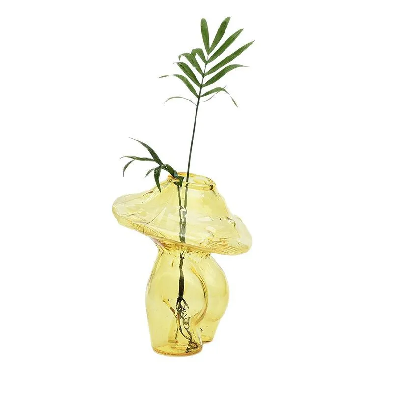 

CX Creative Mushroom, Vase Color Transparent Glass Hydroponic Vase Home Decoration