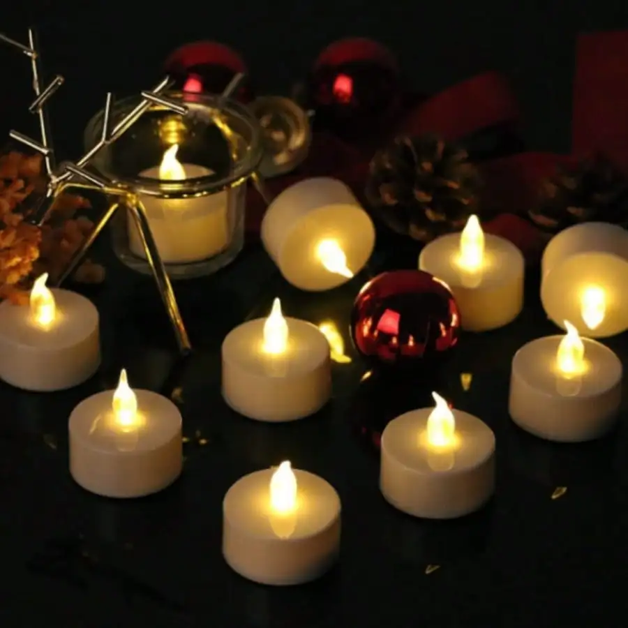 12/24/48 Pack Battery Operated Tea Lights Candles, Last 200H+, Flickering Flameless LED Lights, For Decoration