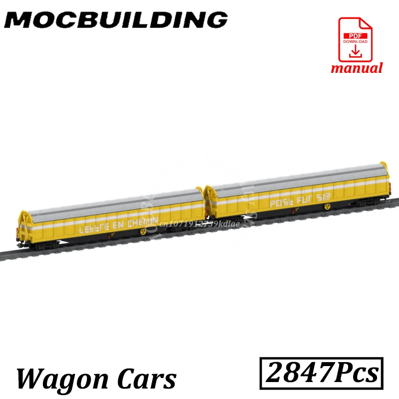 

Covered Wagons Cars Model Habbiillns Train Car Display MOC Building Blocks Bricks Construction Toys Gifts Christmas