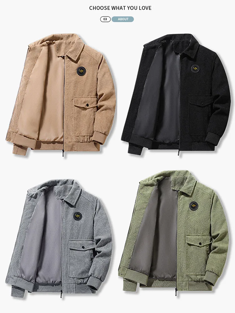 Corduroy Coat Men 2024 New Fleece Jacket Autumn And Winter Fleece Cotton-padded Lamb Fleece Jacket