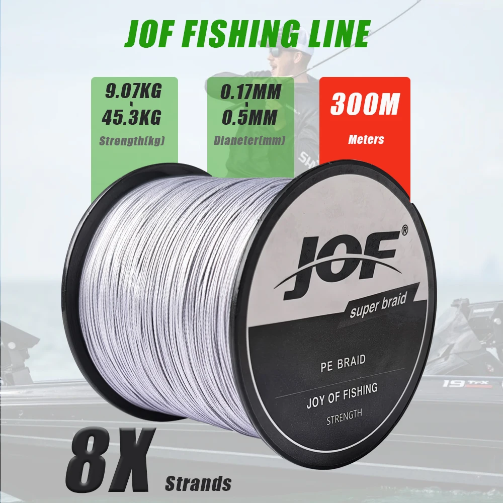 JOF 8-fach Geflochtene Angelschnur 300/500/1000m Multifilament Karpfen PE-Schnur Geflochtener Draht Angelzubehör