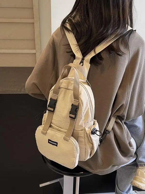 レディース大容量軽量バックパックナイロン素材ストリートスタイルスクールバッグ手持ちデュアルショルダーバッグシンプルカジュアル旅行