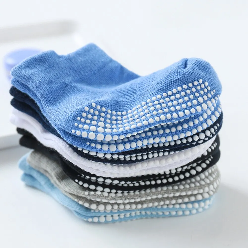 6 Pairs/Lot Cotton Baby Anti-slip Boat Socks For Boys Girls Low Cut Floor Kids Toddler Sock With Rubber Grips For 0-1Years