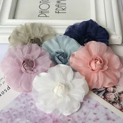 5Pcs/Lot 6CM Handmade Fabric Flowers For Dress Hat Decoration DIY Hair Accessories Brooches Crafts Supplies
