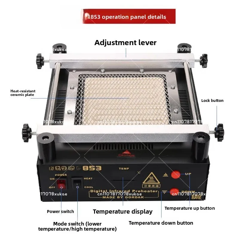 NEW 110V 220V Gordak 853 IR Preheater Station Lead Free Infrared Preheating Station BGA Repair Machine