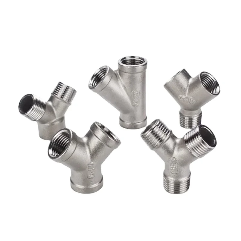 

1/4" 3/8" 1/2" 3/4" 1" 1-1/4" 1-1/2" BSP Female Male Thread Y Type 3 Three Way 304 Stainless Steel Pipe Fitting Connector