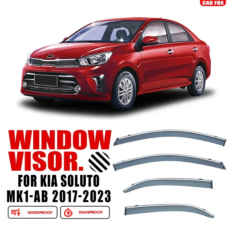 For KIA Soluto AB 2017-2023 Window Visor Vent Shades Ventvisor Wind Deflectors Visors Rain Visor Body Kit
