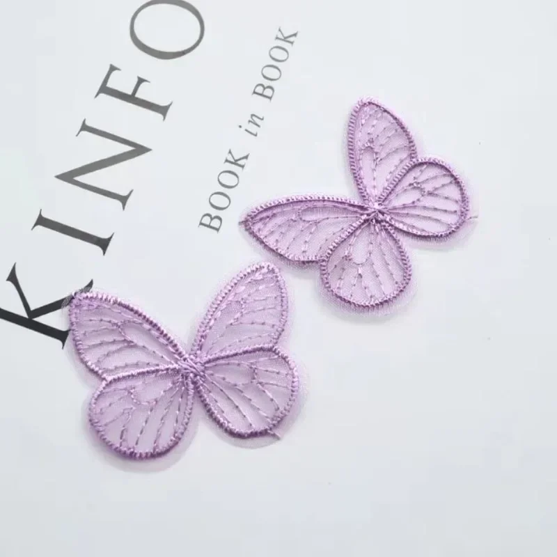 20Pcs/lot 4.5*3.5cm Embroidered Mesh Butterfly Cloth Patches Appliques for Clothes Sewing Supplies DIY Hair Clip Accessories image 5