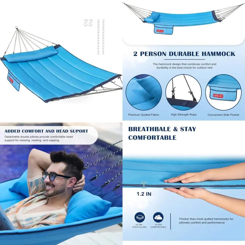 

Двойной гамак из стеганой ткани на 12 футов с изогнутой алюминиевой распоркой и мягкими подушками, гамак для отдыха на открытом воздухе