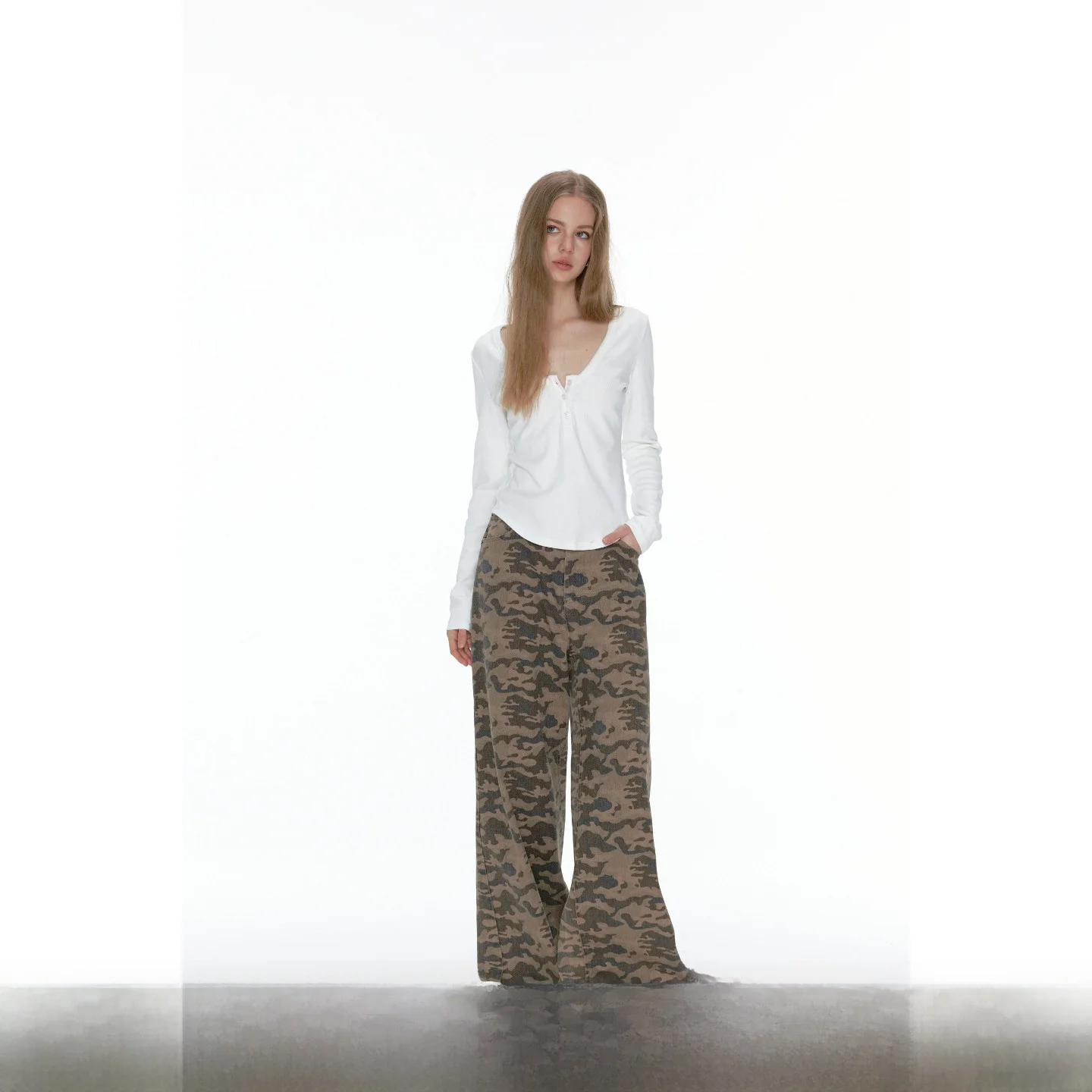 

Long Sve V-ne Button-up irt White Tibetan Blue Cotton Rayon Spandex Blend Women's T-irt Open Enrollment